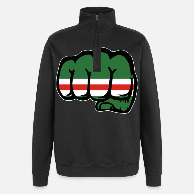 Tschetschenien Flagge Faust - Quarter-Zip-Sweatshirt - Schwarz