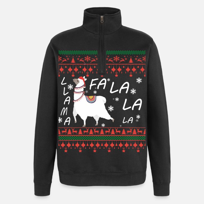 Pull de Noël moche Llama - Sweat à zip 1/4 - noir