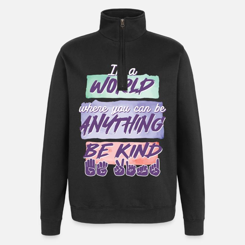 ASL Dolmetscher Gebärdensprache - Quarter-Zip-Sweatshirt - Schwarz