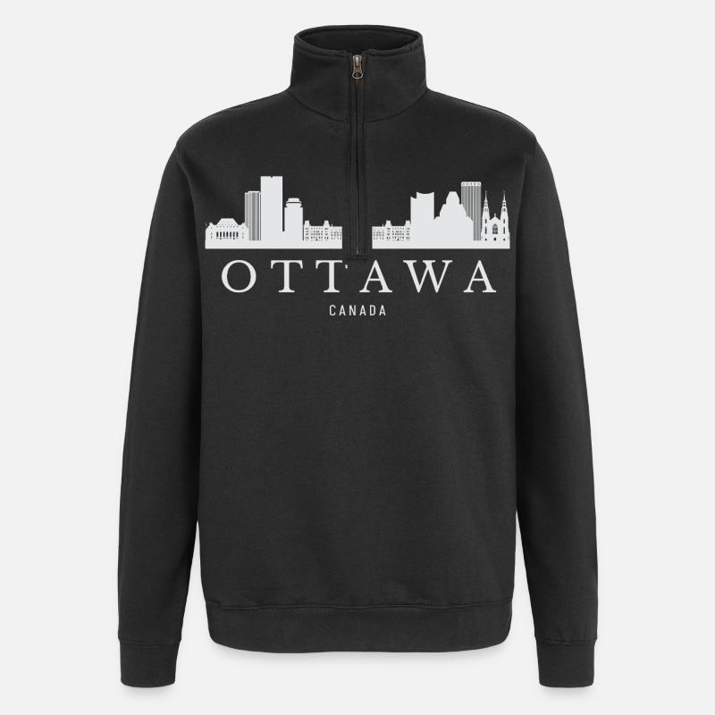 Ottawa Skyline, Ottawa Canada - Sweat à zip 1/4 - noir