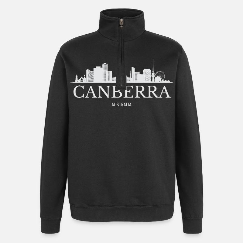 Canberra Skyline, Canberra Australie - Sweat à zip 1/4 - noir