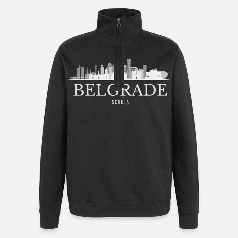 Silhouette de Belgrade, Belgrade Serbie - Sweat à zip 1/4 - noir