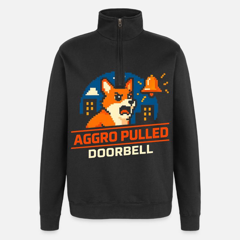 Aggro Drawn : Sonnette | Le chien aboie - Sweat à zip 1/4 - noir