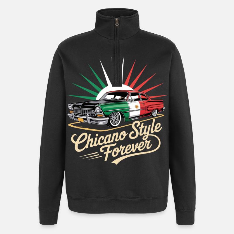 Chicano Forever Mexico Pride - Quarter-Zip Sweatshirt - black