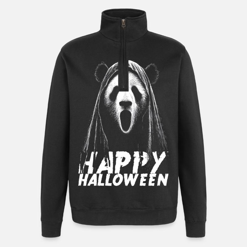 joyeux Halloween panda animaux - Sweat à zip 1/4 - noir