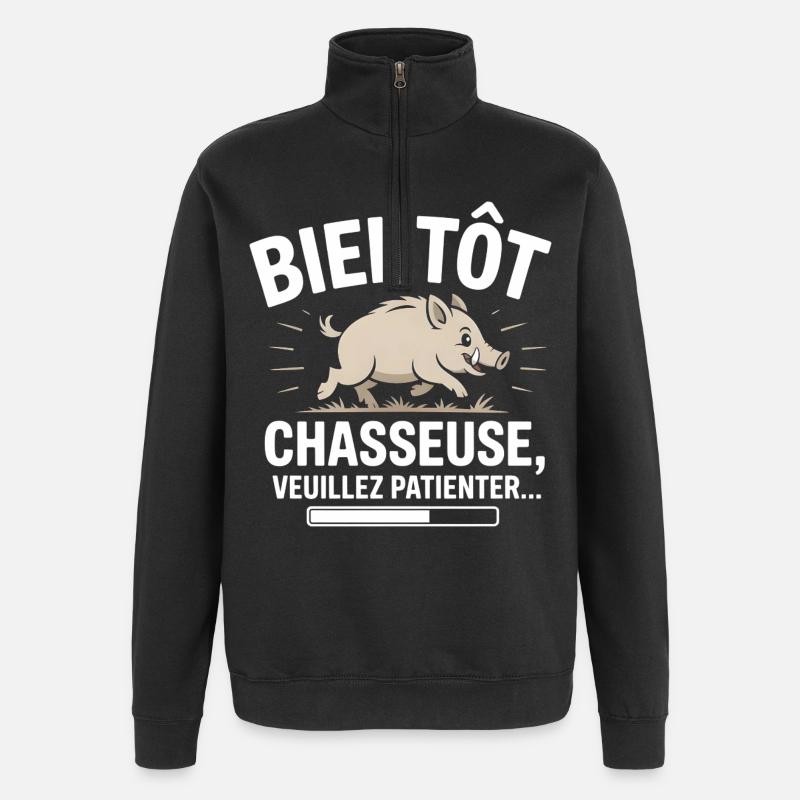 Bald ein Jäger - Quarter-Zip-Sweatshirt - Schwarz