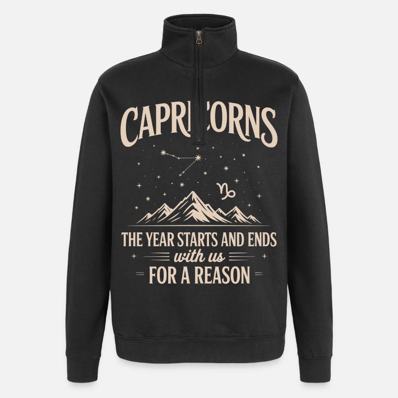 Steinbock Sternzeichen - Quarter-Zip-Sweatshirt - Schwarz