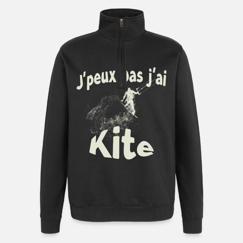 J'peux pas j'ai Kite - Sweat à zip 1/4 - noir