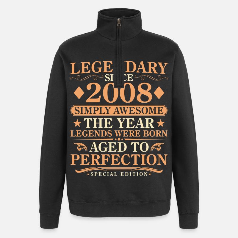 Millésime 2008 Né - Millésime 18ème Anniversaire - Sweat à zip 1/4 - noir
