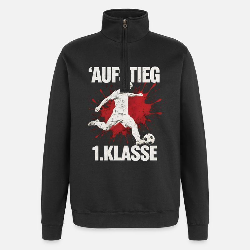 Oprykning 1. klasse Tilbage til skolen Fodbold Rød - Sweatshirt med 1/4 lynlås - sort