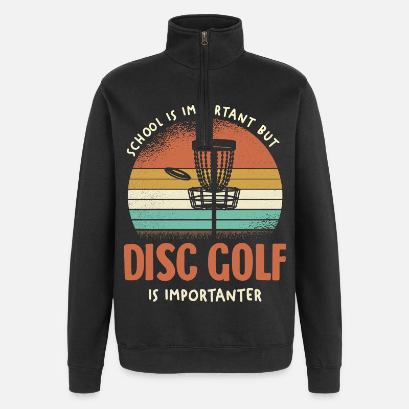 Retro Disc Golf Is Important - Quarter-Zip-Sweatshirt - Schwarz