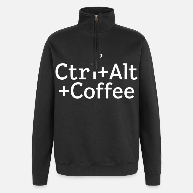 Kaffee-pause Ctrl-Alt-Café - Sweat à zip 1/4 - noir