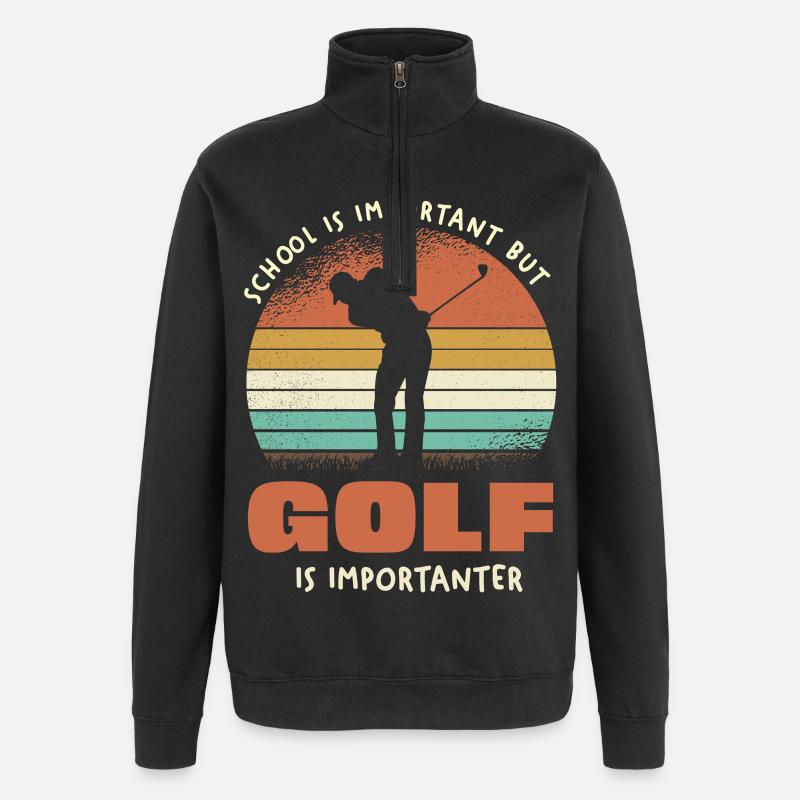 Golf Ist Wichtiger Als Schule Retro - Quarter-Zip-Sweatshirt - Schwarz
