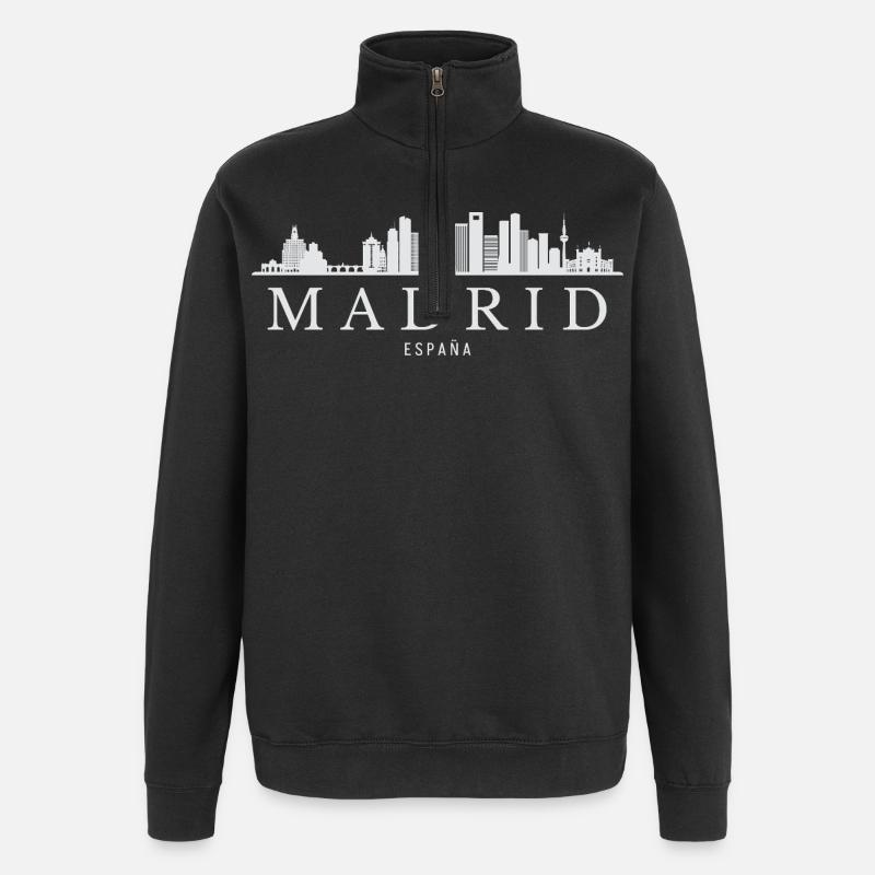 Madrid Skyline, Madrid Spain - Quarter-Zip Sweatshirt - black