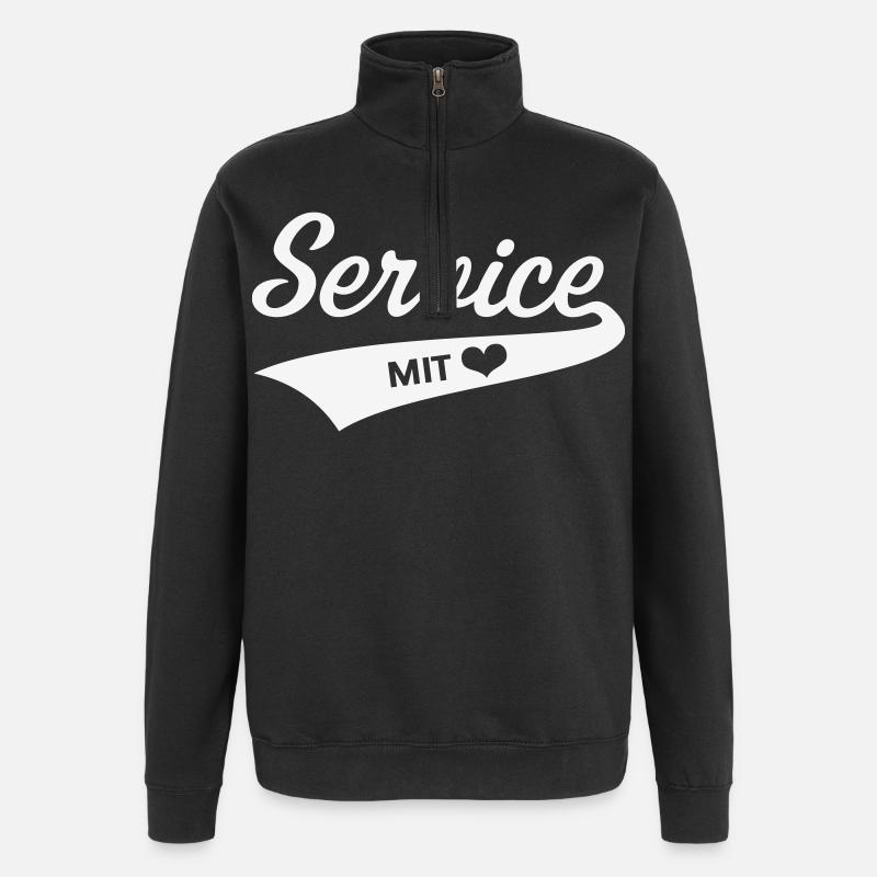 Service Mit Herz (Berufskleidung / White) - Quarter-Zip-Sweatshirt - Schwarz
