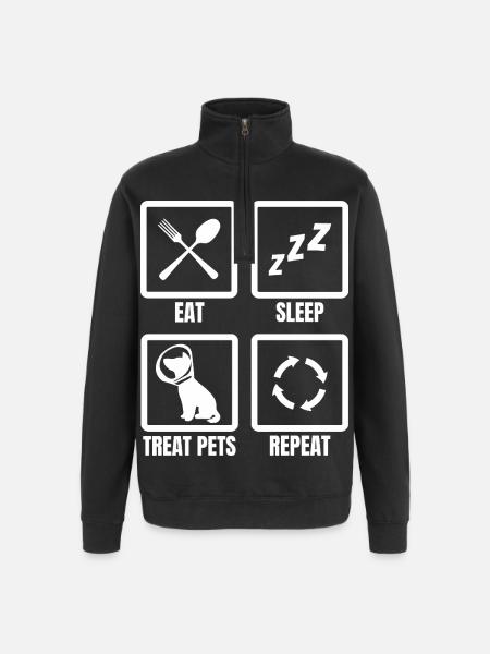 Eat Sleep Treat Pets Repeat - Quarter-Zip Sweatshirt - black
