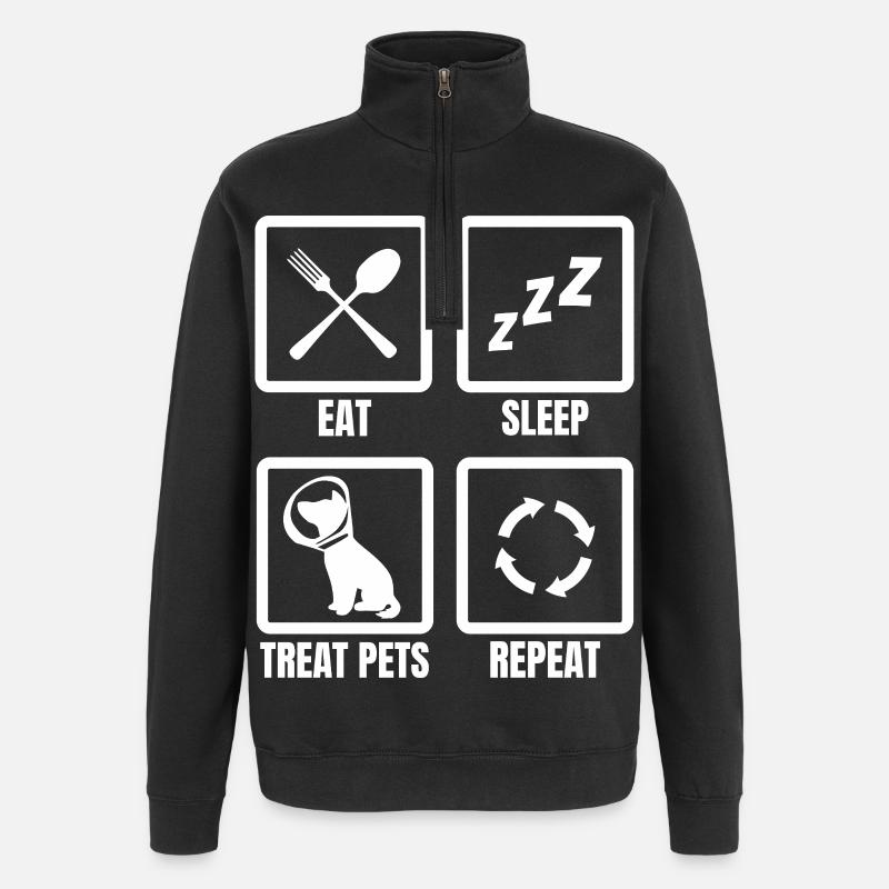 Eat Sleep Treat Pets Repeat - Quarter-Zip Sweatshirt - black