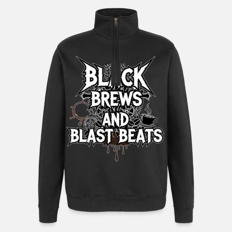 Black Brews and Blast Beats - Quarter-Zip Sweatshirt - black