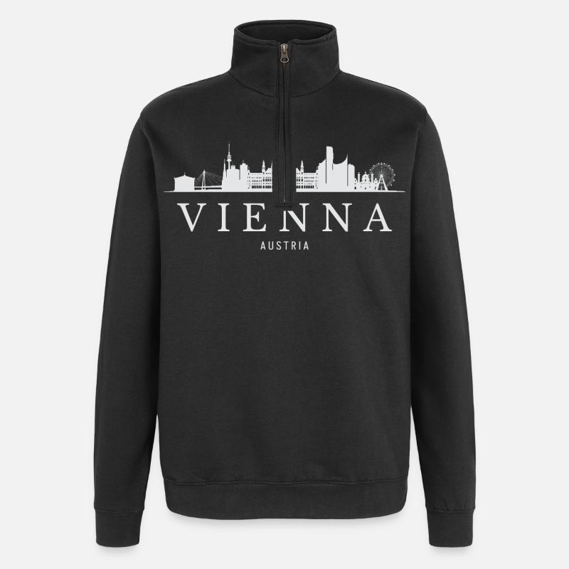 Silhouette de Vienne, Vienne Autriche - Sweat à zip 1/4 - noir