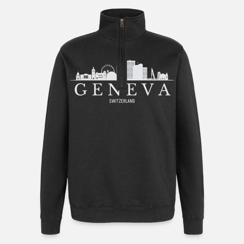Silhouette de Genève, Genève, Suisse - Sweat à zip 1/4 - noir