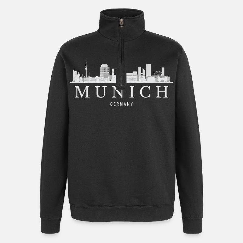 Munich Skyline, Munich Germany - Quarter-Zip Sweatshirt - black