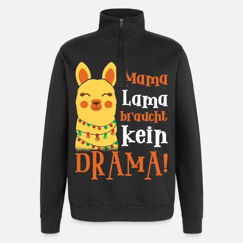Pregnancy MAMA LAMA DOESN'T NEED DRAMA - Quarter-Zip Sweatshirt - black