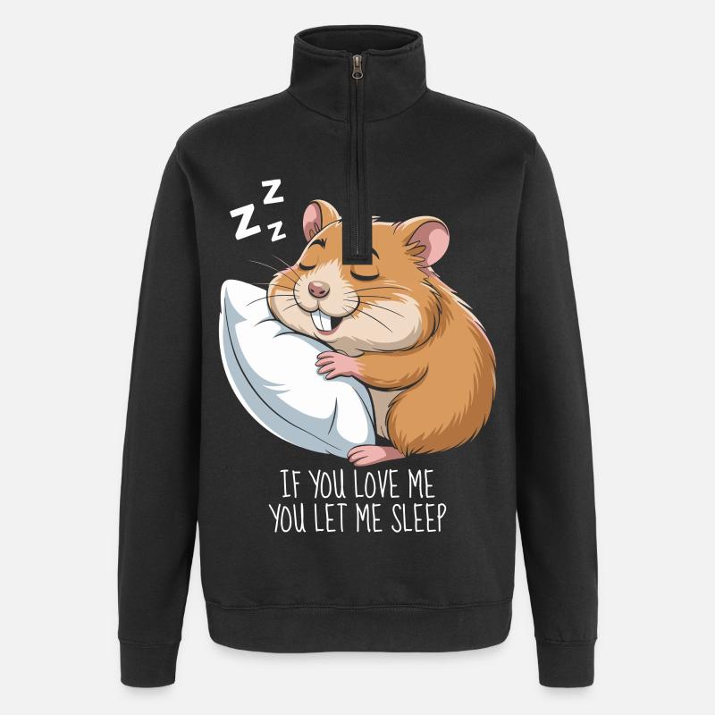 Hamster Schlafen - Quarter-Zip-Sweatshirt - Schwarz