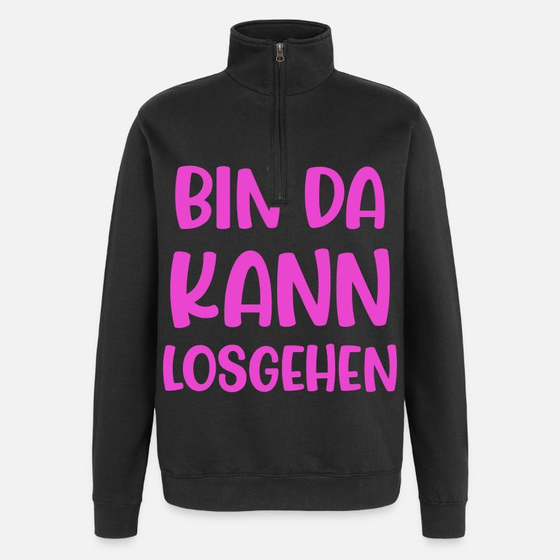 Bin Da Kann Losgehen - Quarter-Zip-Sweatshirt - Schwarz