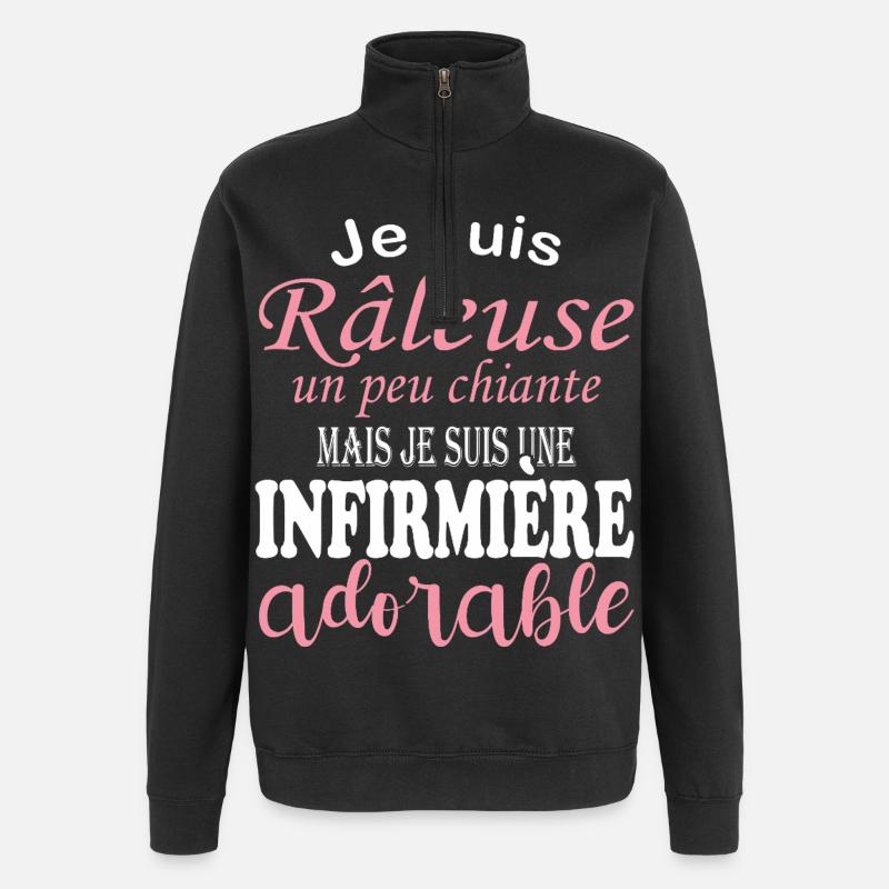 Humour infirmière - idée cadeau infirmière - Sweat à zip 1/4 - noir