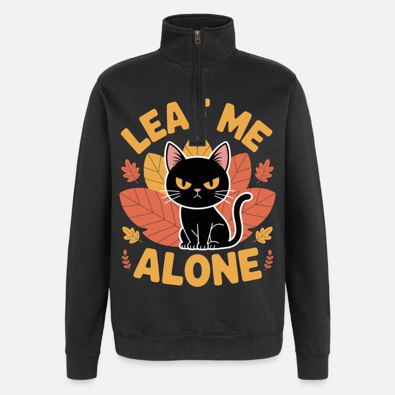 Chat Automne Drôle Laissez-moi tranquille - Sweat à zip 1/4 - noir