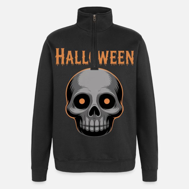 Halloween Schädel Grafik - Quarter-Zip-Sweatshirt - Schwarz