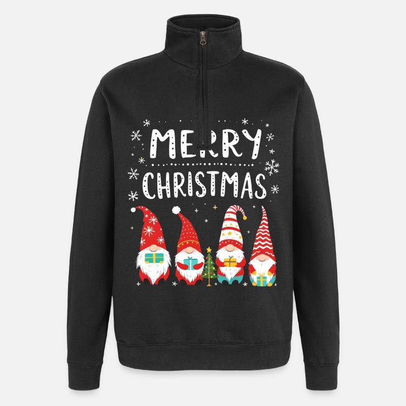 Joyeux Noël Gnome de Noël - Sweat à zip 1/4 - noir