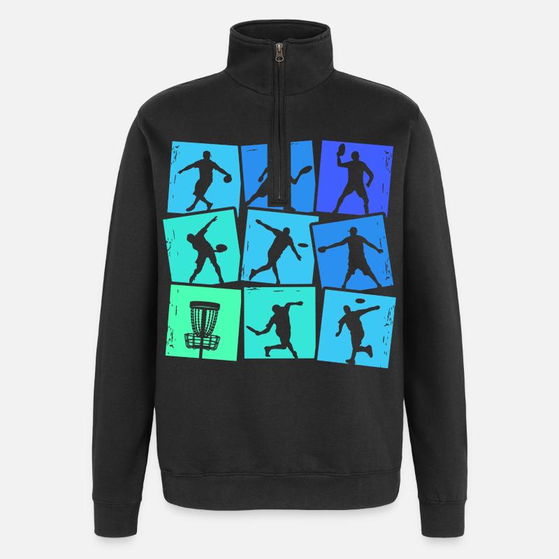 Disc Golf Discgolf Kids Men Boys - Quarter-Zip Sweatshirt - black