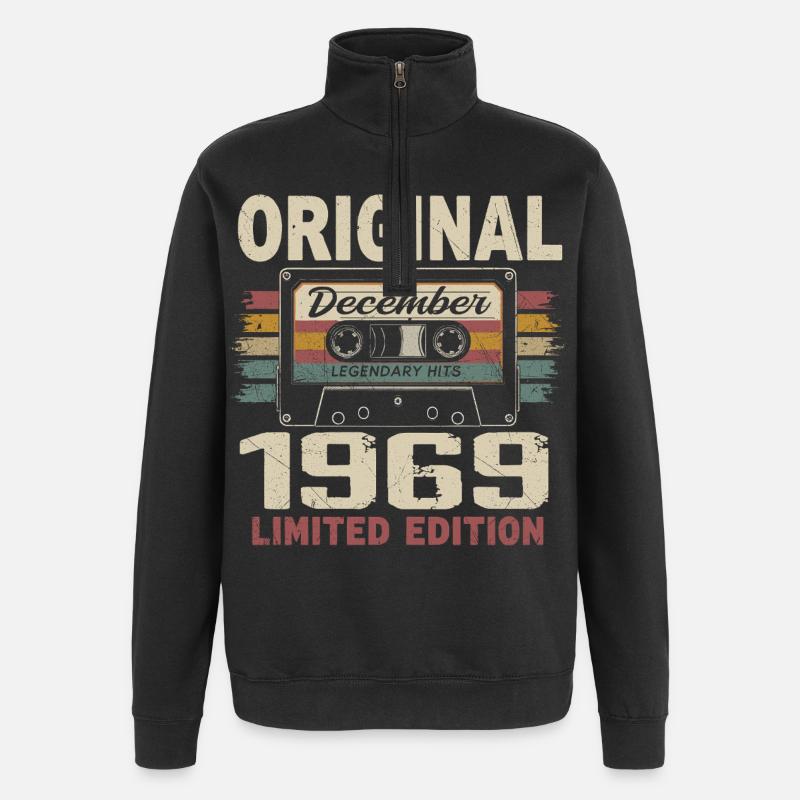 Cadeau D'anniversaire Décembre 1969 - Sweat à zip 1/4 - noir