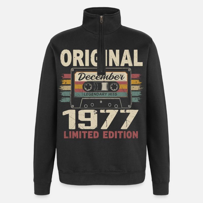 Cadeau D'anniversaire Décembre 1977 - Sweat à zip 1/4 - noir