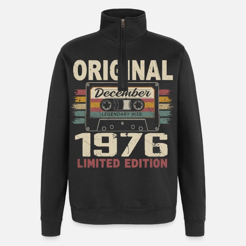 Cadeau D'anniversaire Décembre 1976 - Sweat à zip 1/4 - noir