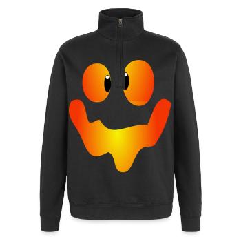 lustiges Kürbis Gesicht Halloween Shirt Outfit Top - Quarter-Zip-Sweatshirt - Schwarz - Vorne - AI Model Female 172 light (172cm) & AI Model Male 178 dark (178cm)