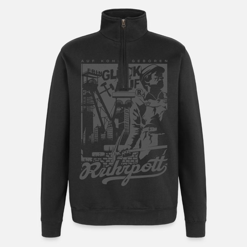 Mining Happiness sur Retro Print - Sweat à zip 1/4 - noir