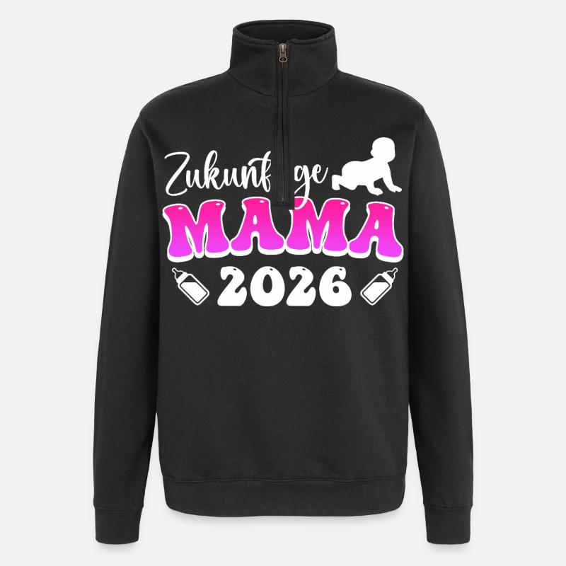 FUTURE MAMAN 2026 Bientôt Maman Drôle - Sweat à zip 1/4 - noir