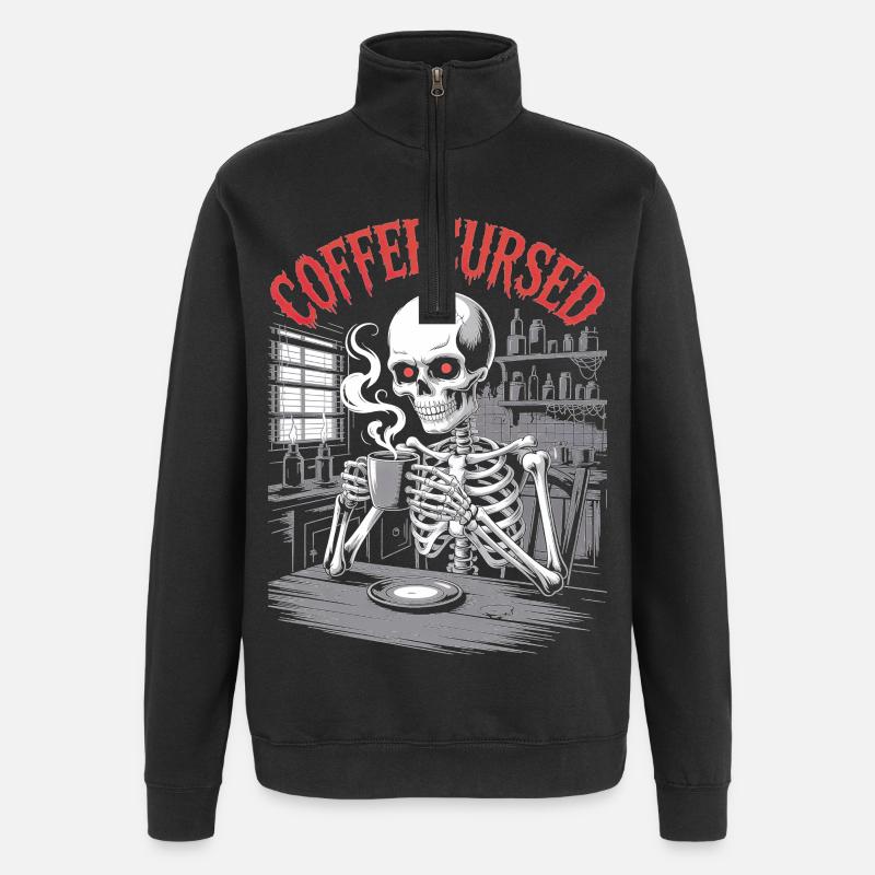 Café Maudit Squelette Infusion Spooky Halloween - Sweat à zip 1/4 - noir