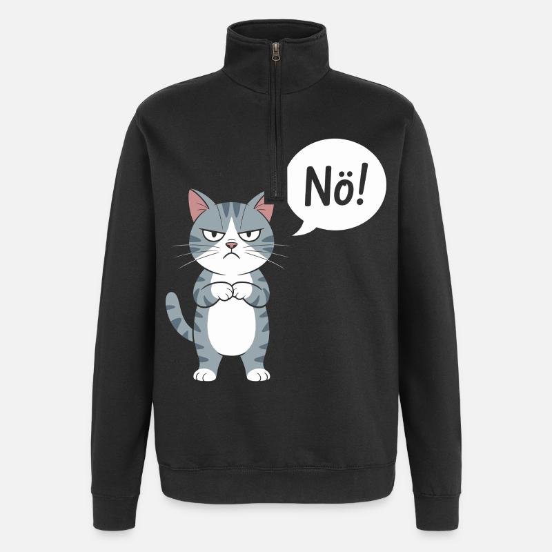 Nö! Lustige Katze Mit Spruch - Quarter-Zip-Sweatshirt - Schwarz