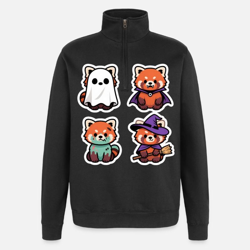 Halloween Kawaii Panda Mignon Costume Cadeau - Sweat à zip 1/4 - noir