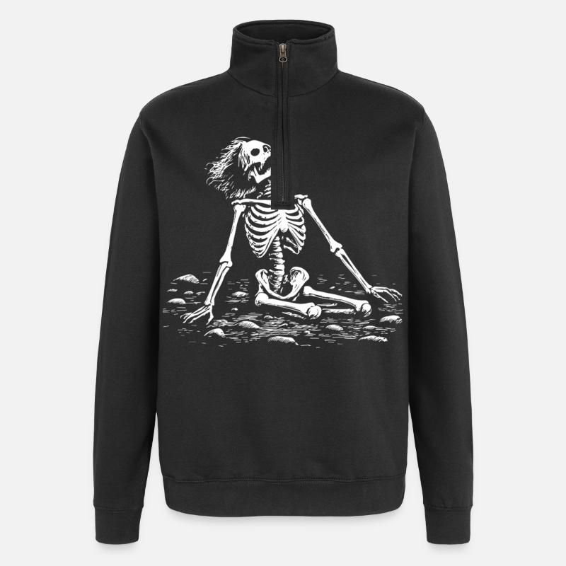 Skelett Kunst Dunkel Gothic Design Mystisch - Quarter-Zip-Sweatshirt - Schwarz