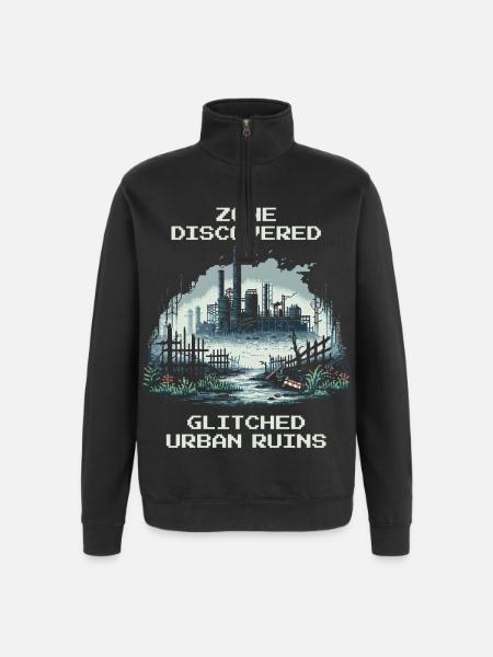 Zone Discovered: Bugged City Ruins - Quarter-Zip Sweatshirt - black