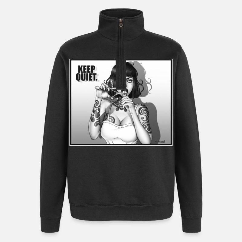 KEEP_QUIET - Sweat à zip 1/4 - noir