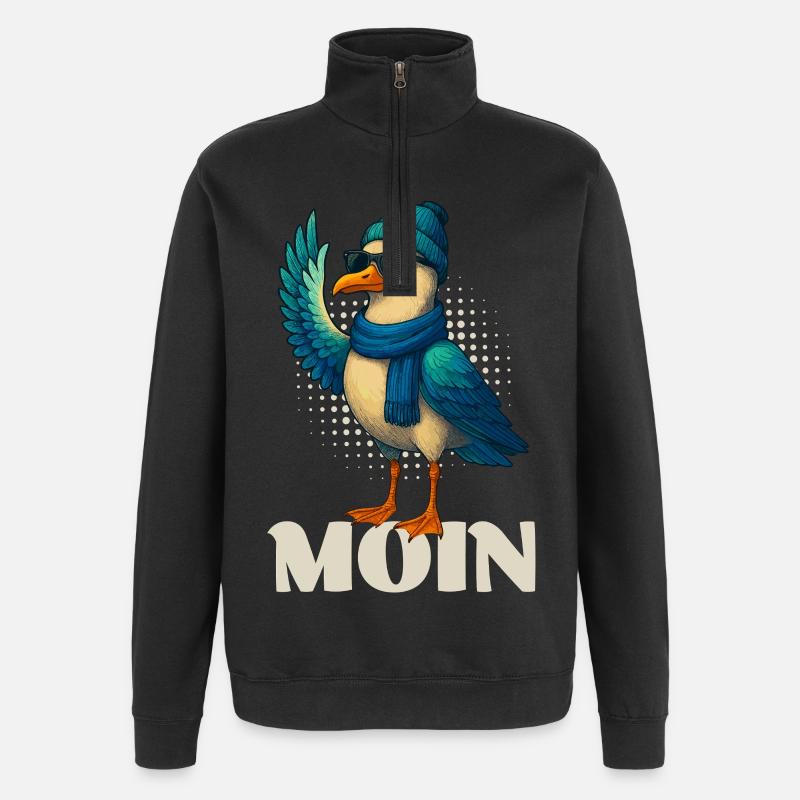 Coole Möwe - Moin - Quarter-Zip-Sweatshirt - Schwarz