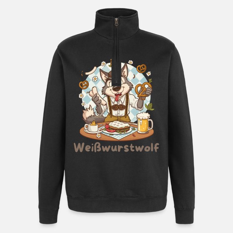 Weißwurstwolf Kochheld Bavarian - Quarter-Zip-Sweatshirt - Schwarz