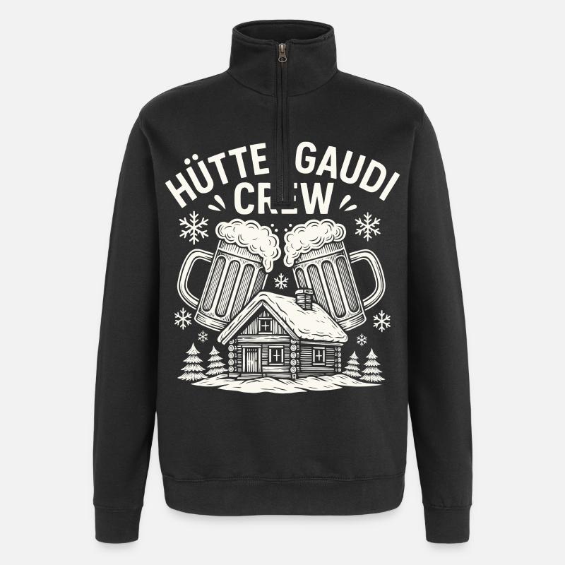 Hüttengaudi Crew - Quarter-Zip-Sweatshirt - Schwarz