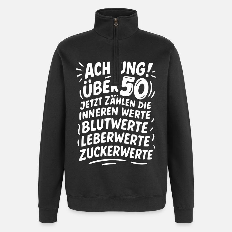 Achtung Über 50 Werte - Quarter-Zip-Sweatshirt - Schwarz