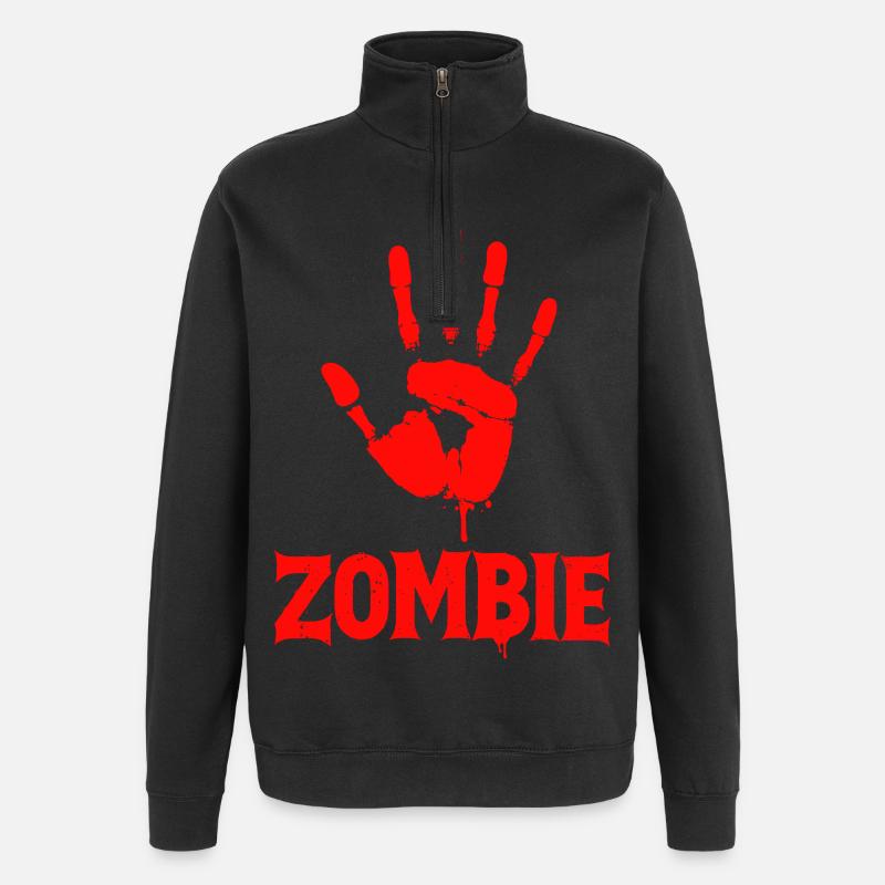 Zombie Hand Halloween Apokalypse - Quarter-Zip-Sweatshirt - Schwarz